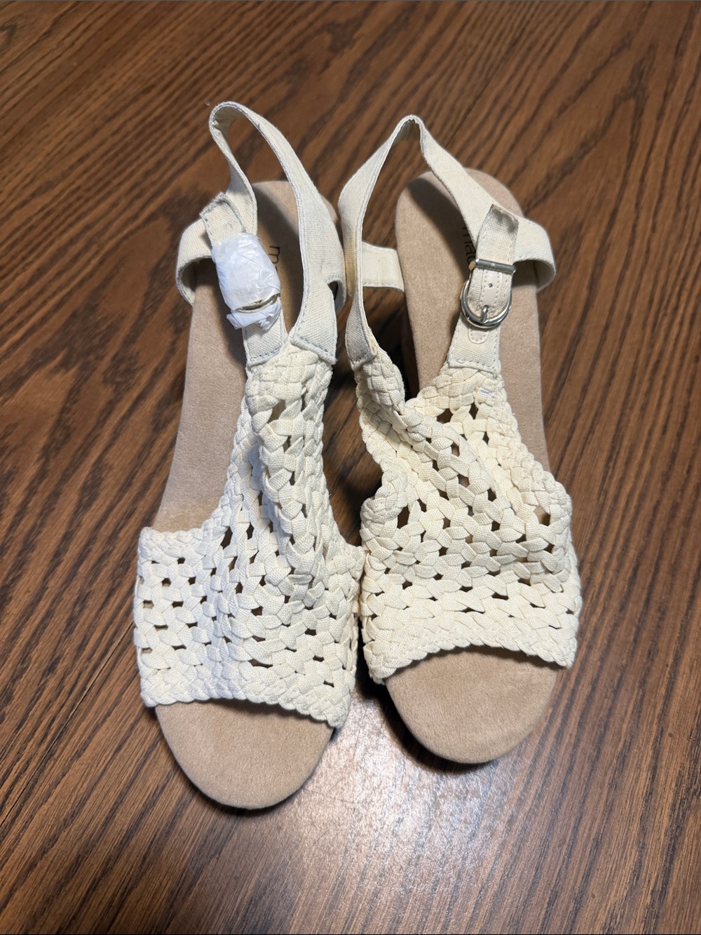 Maurices Cream Woven Slingback Sandals